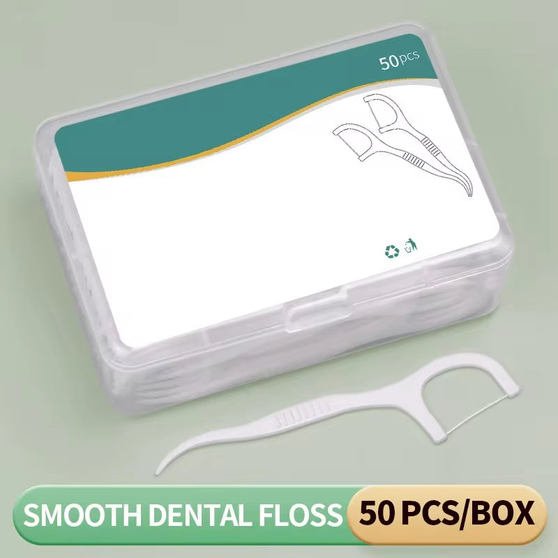 150Pcs Dental Floss Plastic Toothpicks-Disposable Cleaning between Teeth-Separate Box-Oral Care