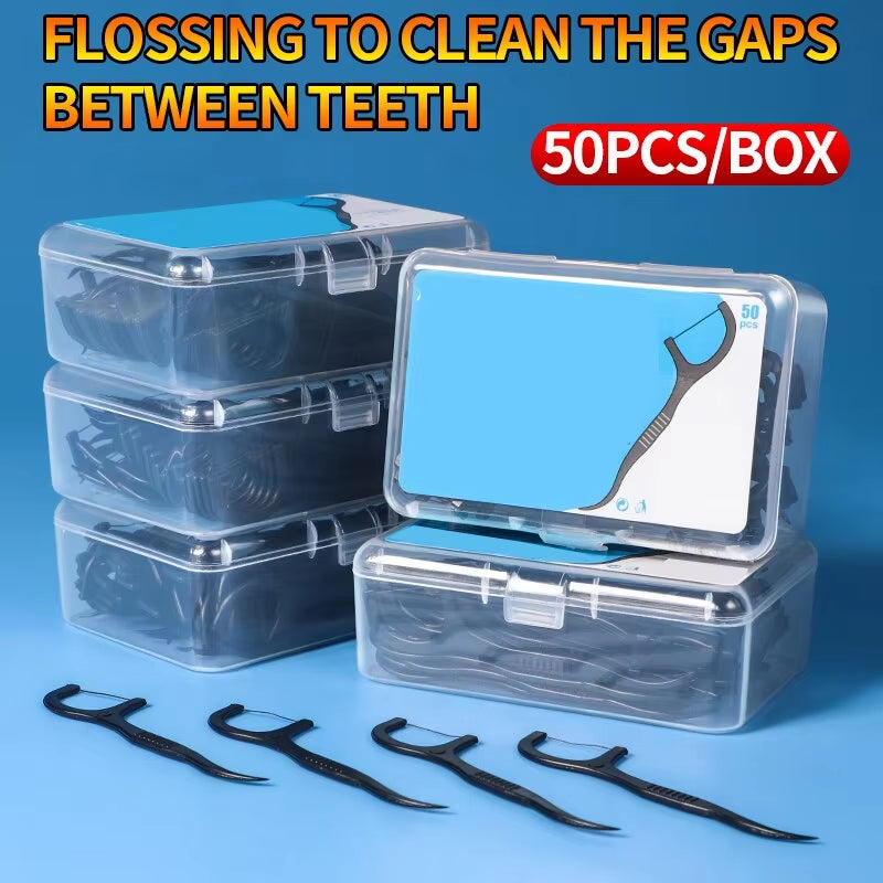 150Pcs Dental Floss Plastic Toothpicks-Disposable Cleaning between Teeth-Separate Box-Oral Care