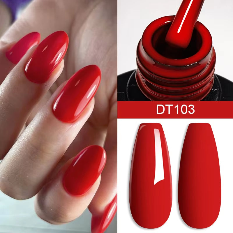 7Ml Red Gel Nail Polish Crystal Semi Permanent Soak off UV Gel Varnish Nail Art Manicure Base Matte Top Coat Vernis