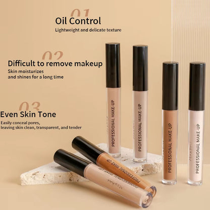 6-Color Flawless Concealer, Improving Uneven Skin Tone, Light, Medium Coverage, Semi-Matte, and Pure.