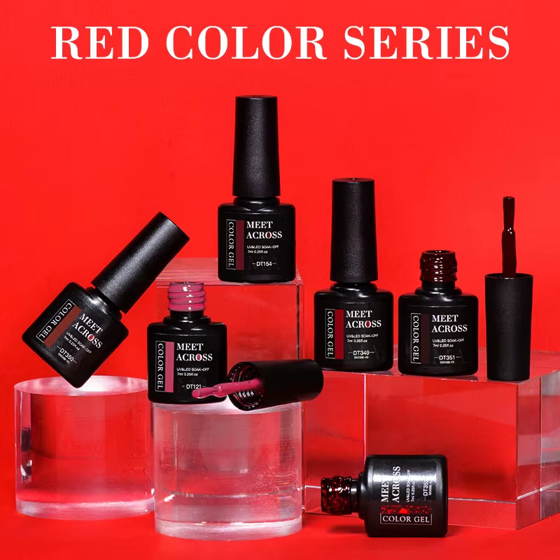 7Ml Red Gel Nail Polish Crystal Semi Permanent Soak off UV Gel Varnish Nail Art Manicure Base Matte Top Coat Vernis