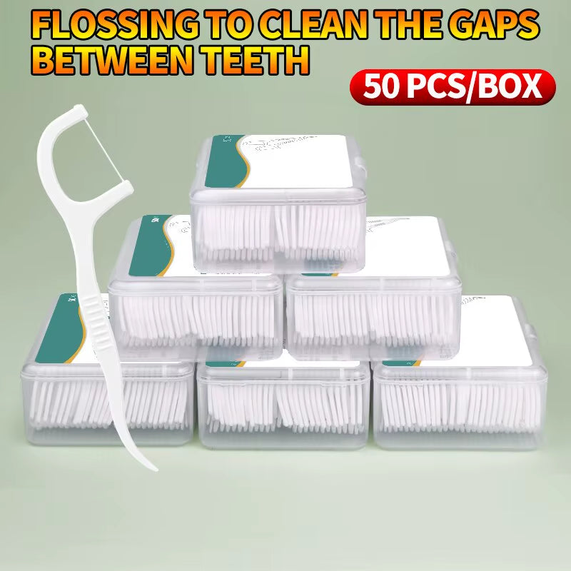 150Pcs Dental Floss Plastic Toothpicks-Disposable Cleaning between Teeth-Separate Box-Oral Care