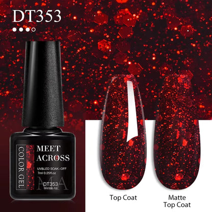 7Ml Red Gel Nail Polish Crystal Semi Permanent Soak off UV Gel Varnish Nail Art Manicure Base Matte Top Coat Vernis