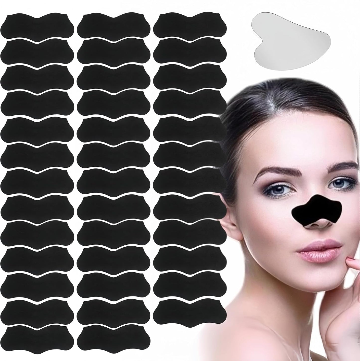 Tiras Nasales Eliminación Puntos Negros,38Pcs Tiras De Espinillas,Blackhead Nose Strips,Nose Strips,Blackhead Nose Strips, Tiras De Limpieza Profunda,Tiras De Carbón anti Puntos Negros