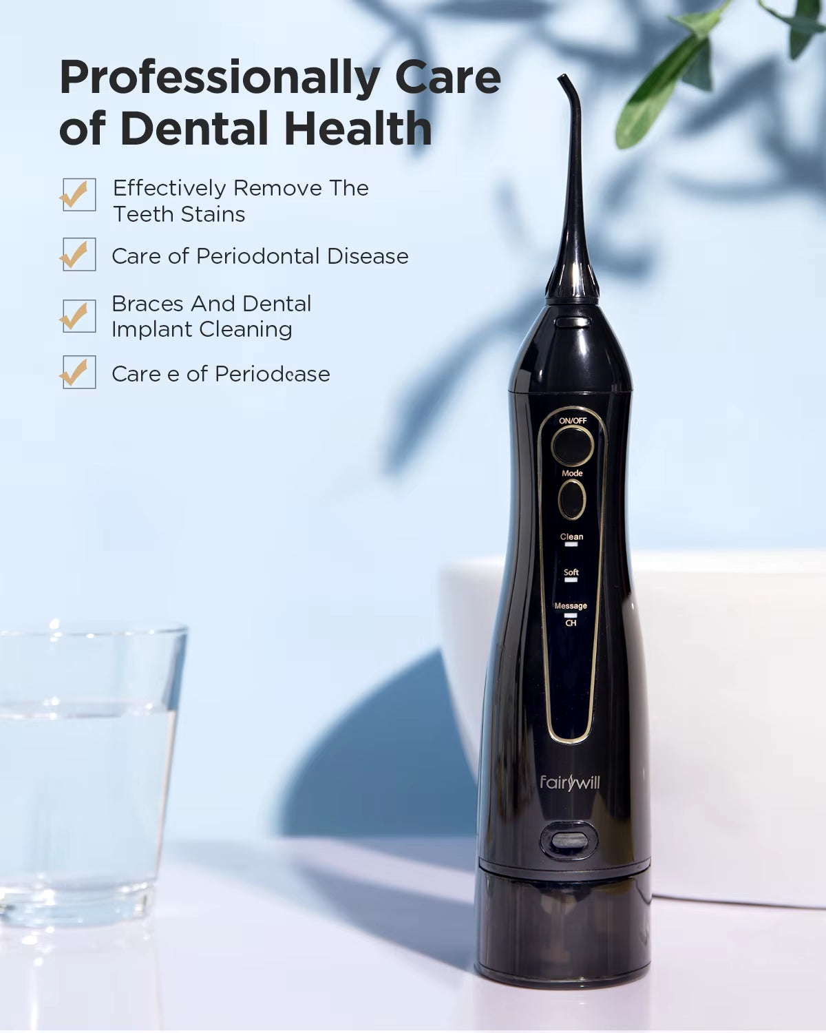 Water Flossers Oral Irrigator Rechargeable Portable Dental 3 Modes Water Tank for Teeth 300ML Waterproof Teeth Cleaner