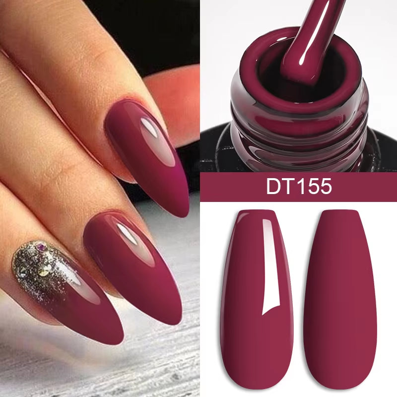 7Ml Red Gel Nail Polish Crystal Semi Permanent Soak off UV Gel Varnish Nail Art Manicure Base Matte Top Coat Vernis