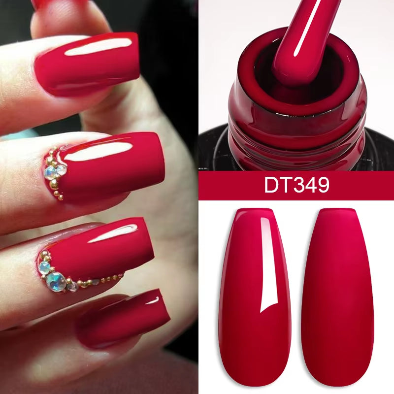 7Ml Red Gel Nail Polish Crystal Semi Permanent Soak off UV Gel Varnish Nail Art Manicure Base Matte Top Coat Vernis