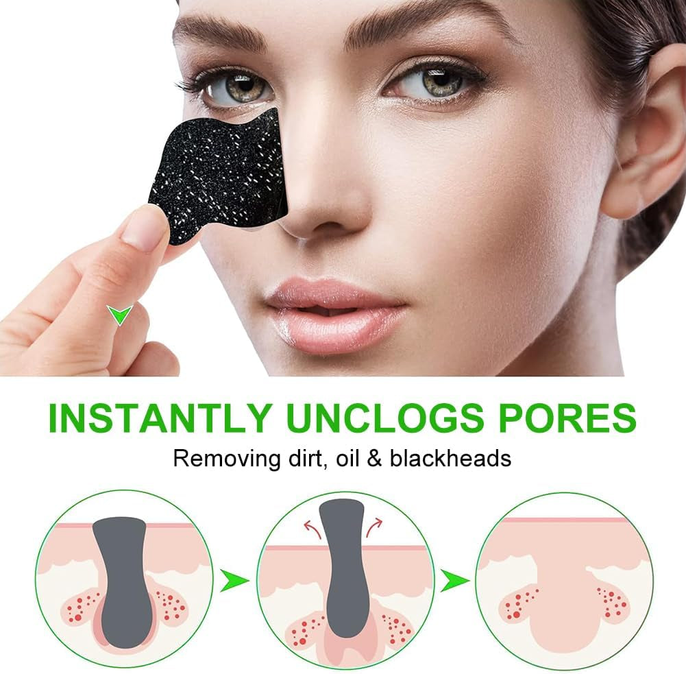 Tiras Nasales Eliminación Puntos Negros,38Pcs Tiras De Espinillas,Blackhead Nose Strips,Nose Strips,Blackhead Nose Strips, Tiras De Limpieza Profunda,Tiras De Carbón anti Puntos Negros