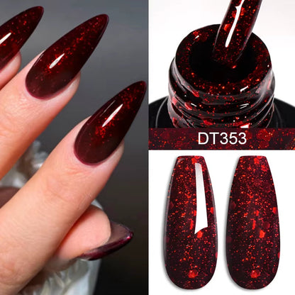 7Ml Red Gel Nail Polish Crystal Semi Permanent Soak off UV Gel Varnish Nail Art Manicure Base Matte Top Coat Vernis